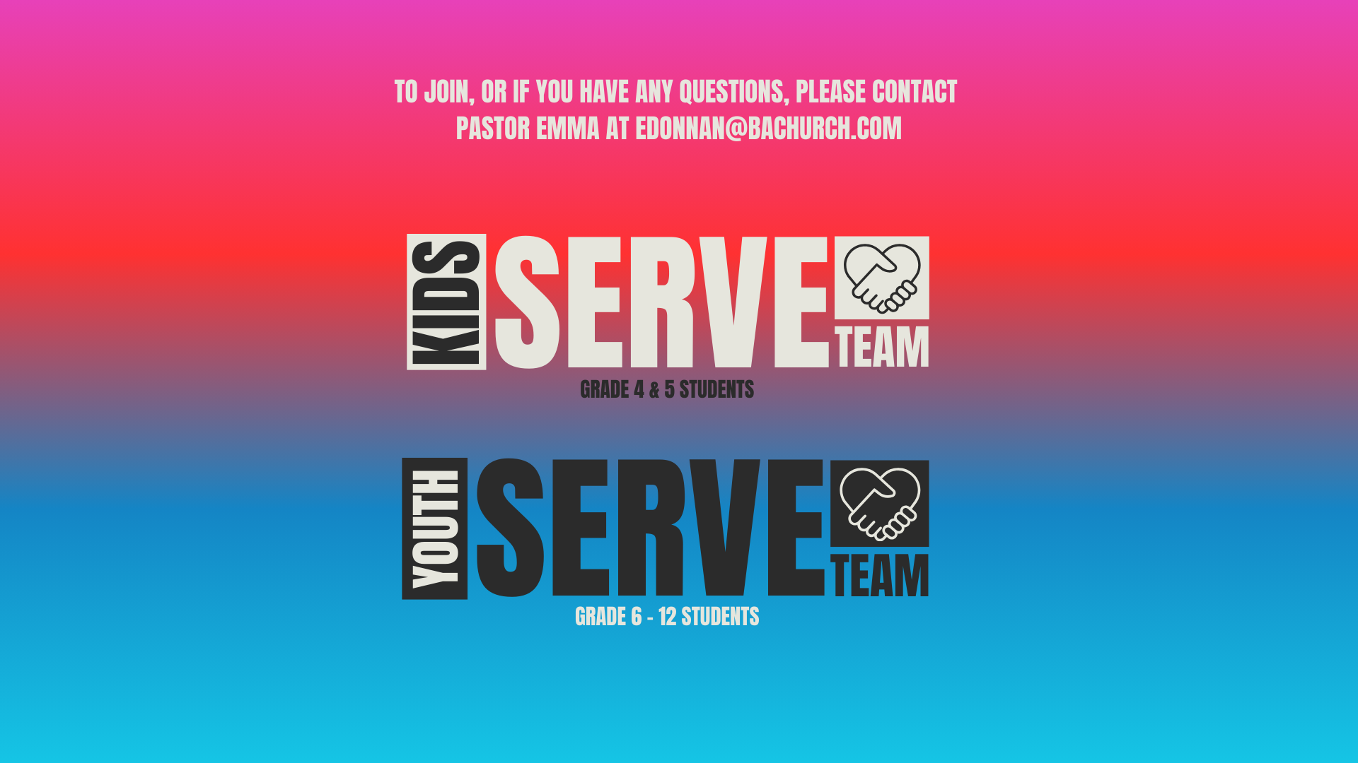 Kids & Youth Serve Teams