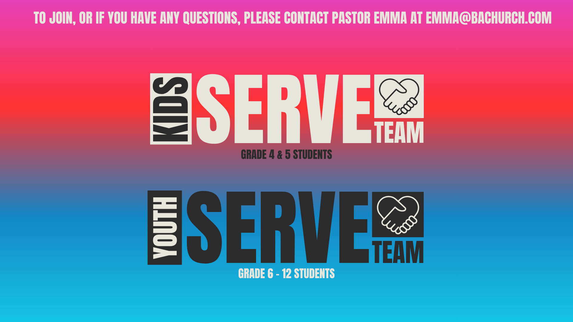 Kids & Youth Serve Teams