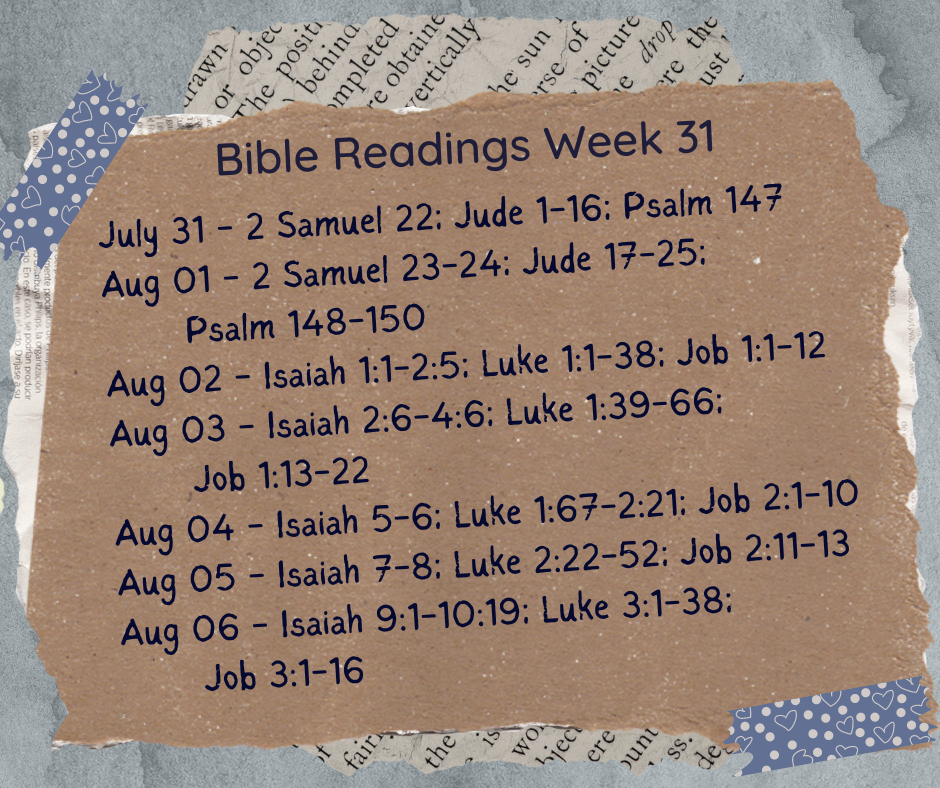 2023 Bible Plan - Week 31