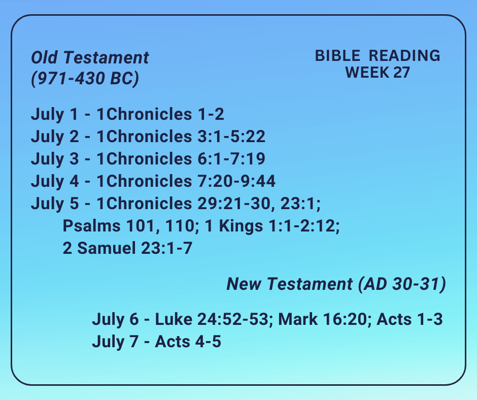 2024 Bible Plan - Week 27