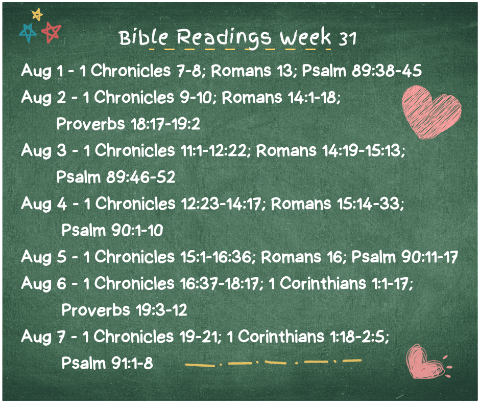 Bible Readings Week 31