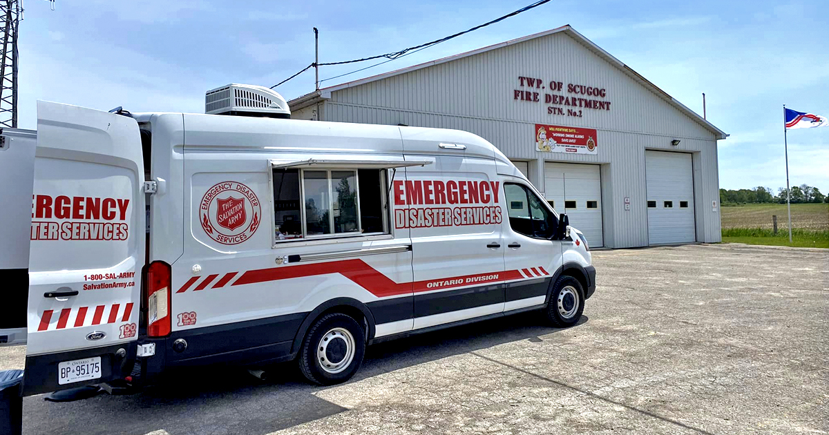 The Salvation Army set up at the local fire station in Scugog, Ont., to provide support for locals.