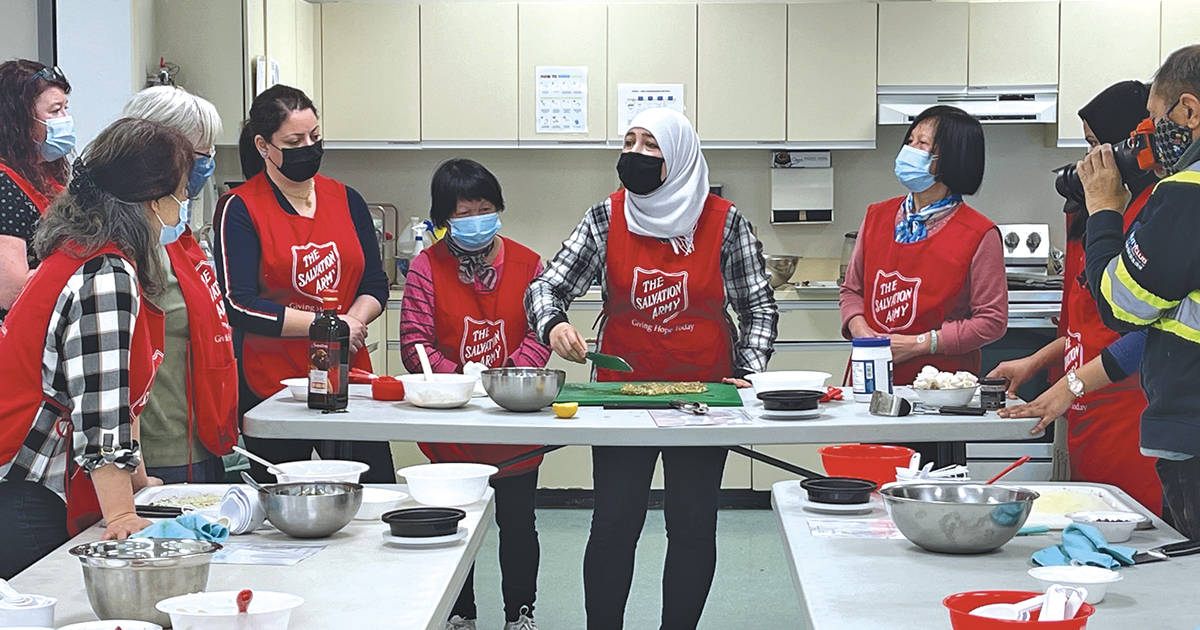 The first cooking class, hosted in February, taught a traditional baba ganoush recipe