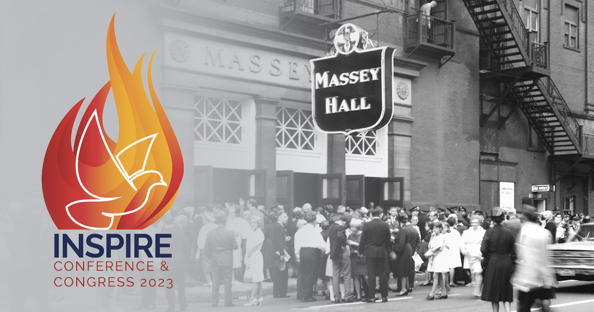 A large crowd of Salvationists gathers outside Massey Hall for the Centenary Congress in 1965 (Photo: The Salvation Army Archives)