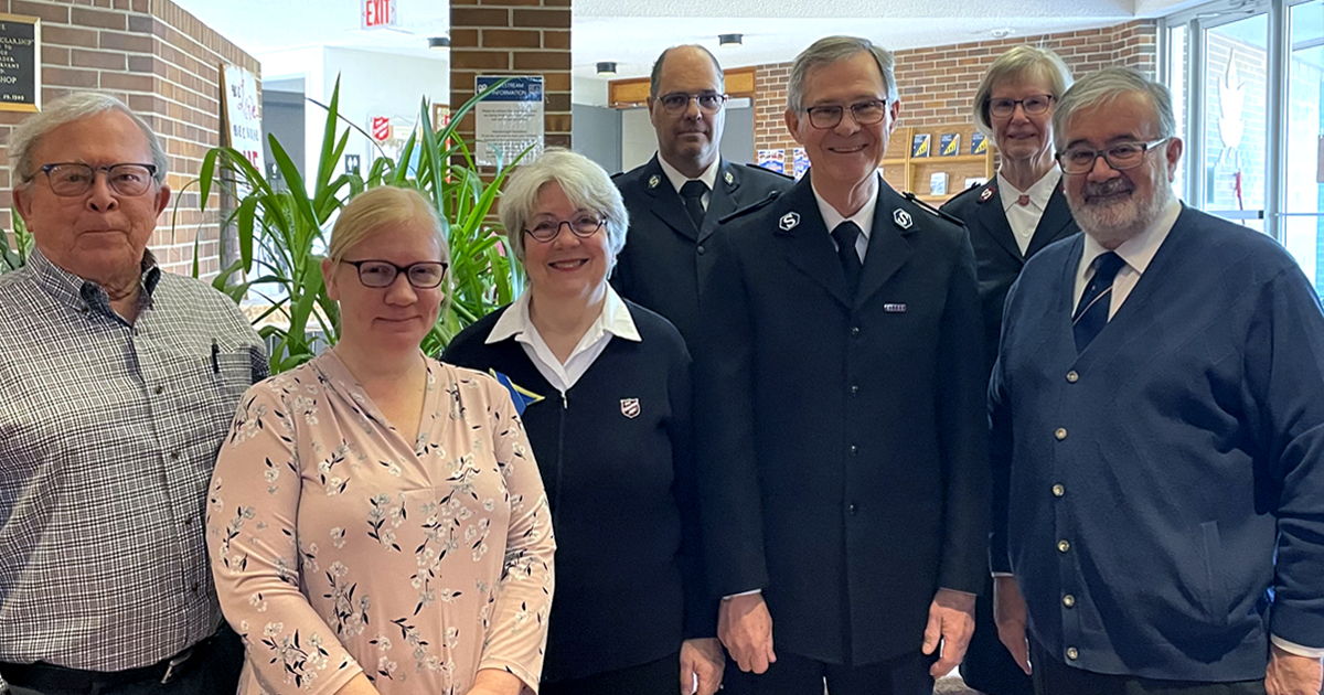 The Heritage Park Temple accessibility committee: from left, Gary Robson, Ellan Allen, Laurie Read, David Guest, Jim Read, Mjr Cathie Harris and Paul Deacon