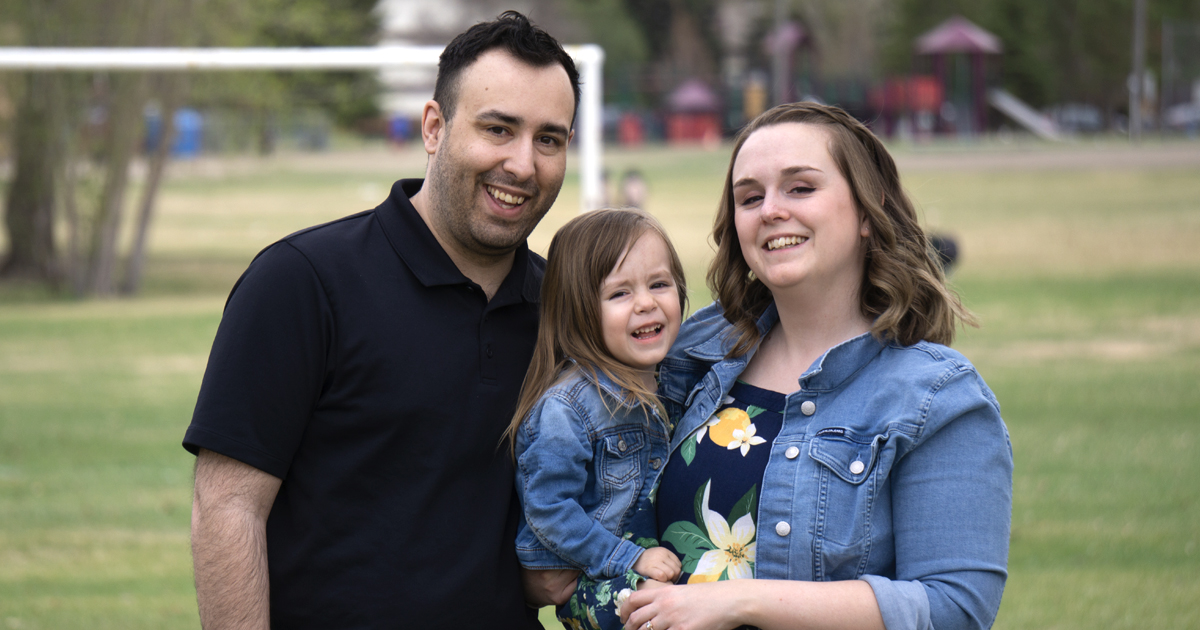 Sarah Rowe with her husband, Tyler, and daughter, Daisy