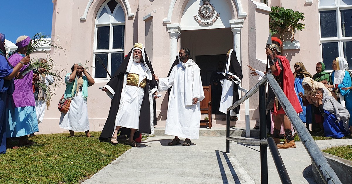 The Walk to Calvary stops outside of The Salvation Army St. George’s Corps on Good Friday in 2023