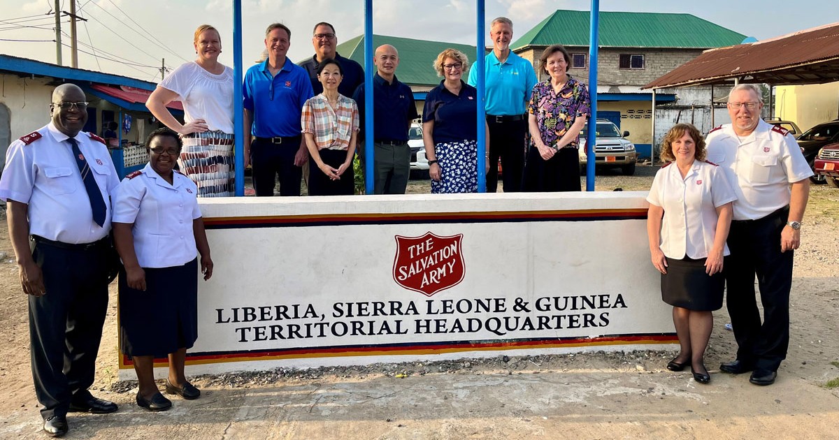 Delegates from the Learning and Sustainability Tour visit territorial headquarters in Monrovia, Liberia